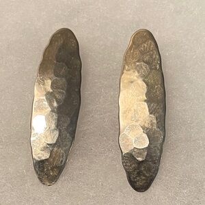 Silver Hammered Oval Earrings